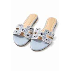 Crown & Ivy Blue Crochet Summer Slide Sandals Women’s 7.5 New With Tags